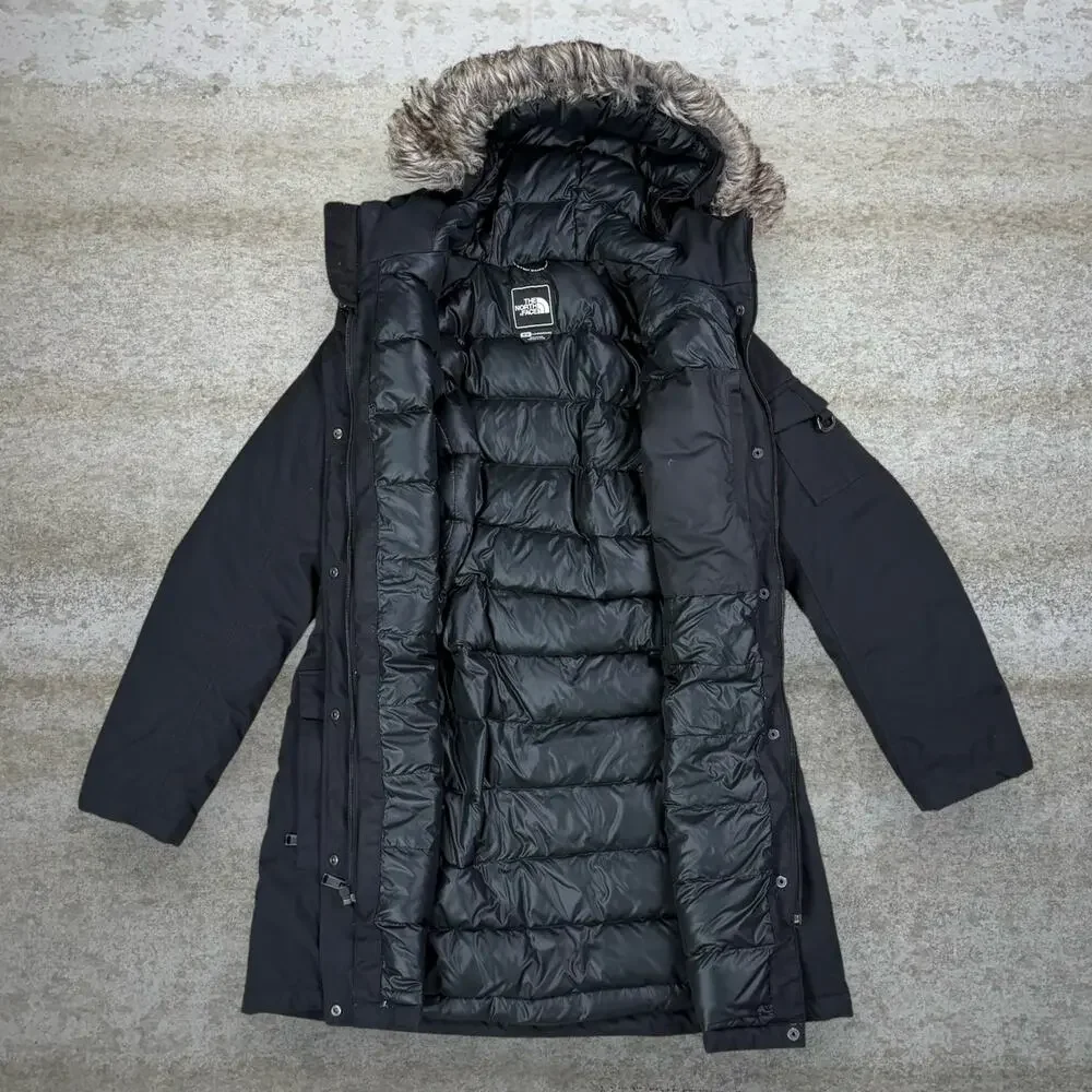 Vintage Y2K The North Face Puffer Ski Parka Jacket Womens M Black Nylon Full Zip - Picture 2 of 4